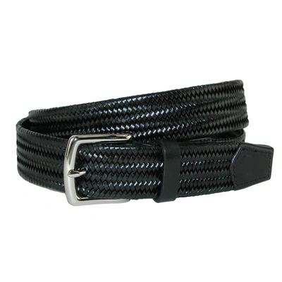 Crookhorndavis Daytona Braided Leather Stretch Belt In Black