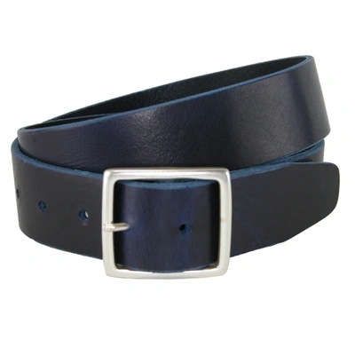 Crookhorndavis Douglas Noho Center Bar Pull Up Casual Leather Jean Belt In Blue