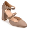 Journee Collection Womens Isadorah Mary Jane Mid Block Heel Square Toe Pumps In Brown