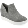 Journee Collection Collection Women's Cardi Wide Width Sneaker Wedge In Grey