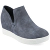 Journee Collection Collection Women's Cardi Wide Width Sneaker Wedge In Blue