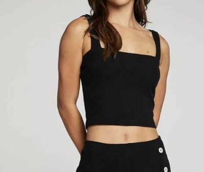 Chaser Cropped Cami Sweater Tank In Black