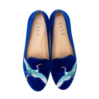 House Of Zalo Crane Slipper In Peacock In Blue