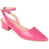 Journee Collection Keefa Croc Embossed Pointed Toe Pump In Pink