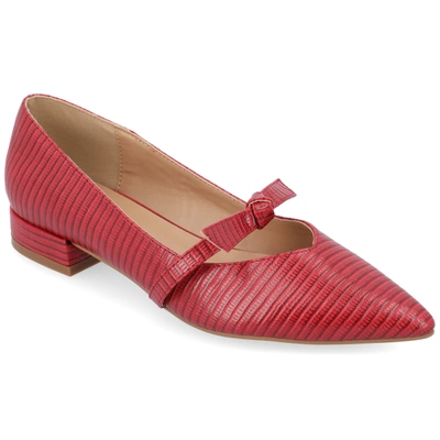 Journee Collection Women's Cait Bow Mary Jane Pointed Toe Flats In Red