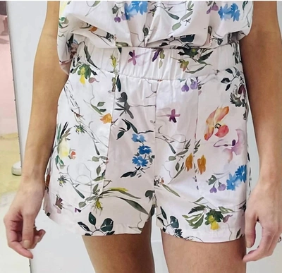 Willa Story Floral Shorts In White