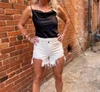 Hidden Finn High Rise Super Fray Shorts In Sea Salt In White