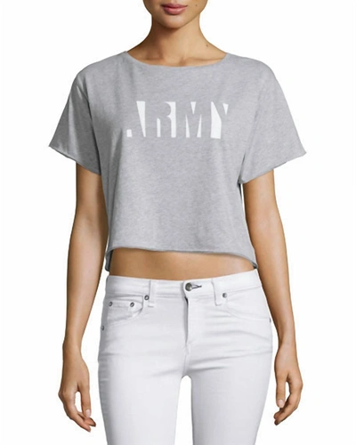 Rag & Bone Women Heather Gray Graphic X-boyfriend Cropped Tee In Grey