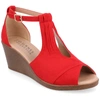 Journee Collection Womens Kedzie Medium And Wide Width Buckle Open Toe Wedge In Red