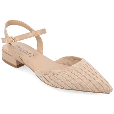 Journee Collection Ansley Ankle Strap Flat In Beige