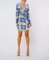 CIEBON RACHELLE PRINTED WRAP EFFECT DRESS IN BLUE