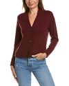 Vince Wool-cashmere Boxy V-neck Cardigan In Red