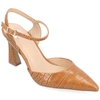 Journee Collection Womens Nixey Croco Texture Buckle Pointed Toe Pumps In Brown