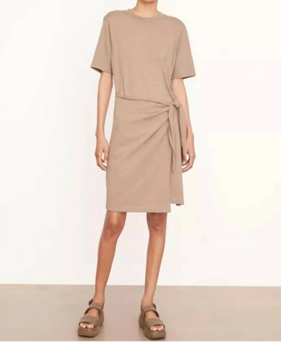 Vince Short Sleeve Side Tie Dress In Brown