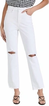 Paige Noella High Rise Relaxed Straight Leg Jean In Soft Ecru Destructed In White
