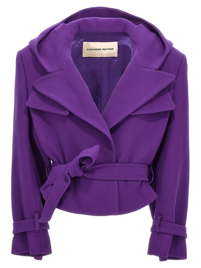 Alexandre Vauthier Cropped Blazer In Purple