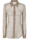 Marine Serre Moon Diamant Silk Crepon Button Up Blouse Clothing In Brown