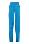 Attico Jagger Logo Jacquard Satin Wide Pants In Blue
