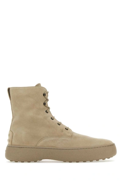 Tod's Sand Suede Ankle Boots In Beige O Tan 