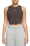 Nike Women's  Sportswear Chill Knit Tight Cropped Mini-rib Tank Top In Brown