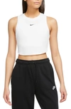 Nike Women's  Sportswear Chill Knit Tight Cropped Mini-rib Tank Top In White