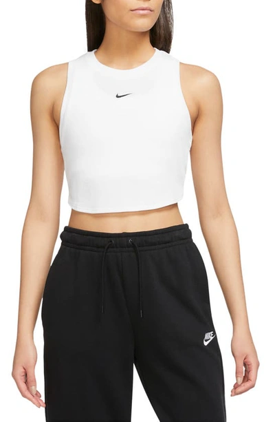 Nike Women's  Sportswear Chill Knit Tight Cropped Mini-rib Tank Top In White