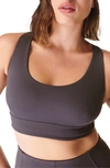Sweaty Betty Super Soft Reversible Yoga Bra In Ubran Grey/navy Blue