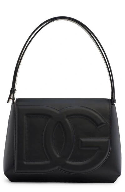 Dolce & Gabbana Dg Logo Leather Shoulder Bag In Black