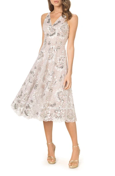 open lace back dress Dress The Population Elisa Dress - Navy Multi - Blue main image 1