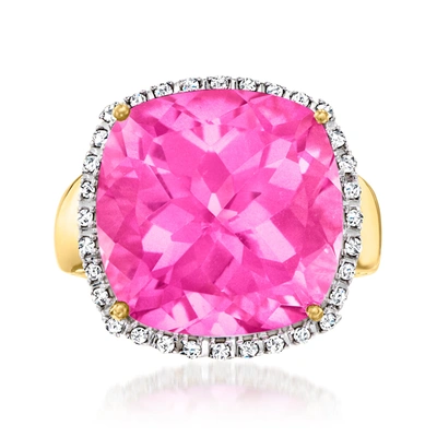 Ross-simons Pink Topaz And . Diamond Ring In 14kt Yellow Gold