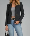 Elan Puff Sleeve Blazer Jacket In Black Vintage Wash In Multi