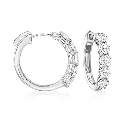 Ross-simons Round Brilliant-cut Diamond 5-stone Hoop Earrings In 14kt White Gold