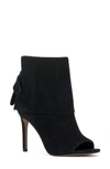 Vince Camuto Amesha Open Toe Bootie In Black Suede