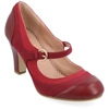 Journee Collection Womens Siri Medium And Wide Width Round Toe Block Heel Mary Jane Pumps In Red