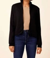 MAJESTIC FRENCH TERRY ZIP FRONT JACKET IN NOIR