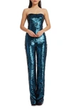 Dress The Population Andy Strapless Jumpsuit In Deep Teal