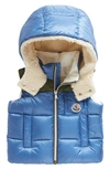 MONCLER KIDS' OUST HOODED FAUX SHEARLING DOWN PUFFER VEST