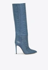 PARIS TEXAS 105 KNEE-HIGH BOOTS IN CROC-EMBOSSED LEATHER
