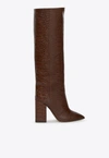PARIS TEXAS ANJA 105 KNEE-HIGH BOOTS IN CROC-EMBOSSED LEATHER