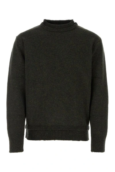 Maison Margiela Man Charcoal Wool Blend Sweater In Gray