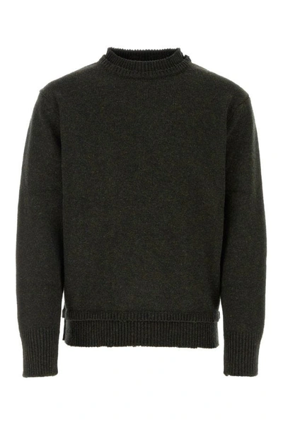 Maison Margiela Man Charcoal Wool Blend Jumper In Grey