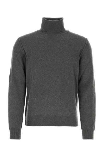 Maison Margiela Man Graphite Cashmere Sweater In Gray
