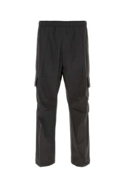 Moncler Man Dark Grey Cotton Cargo Pant In Black