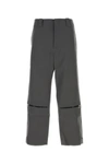 Oamc Dark Grey Wool/cotton Trousers With Zip Detail In Gray