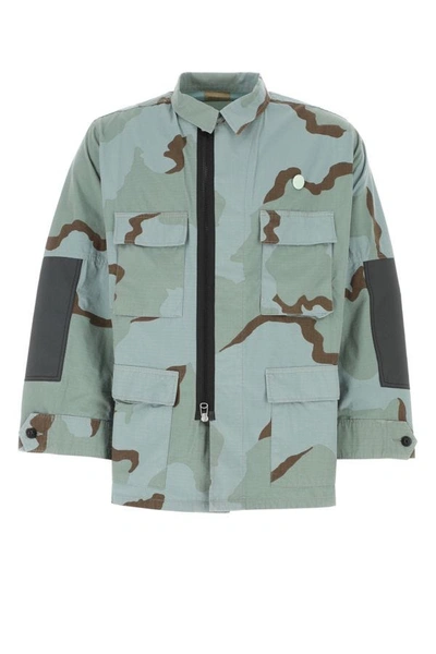Oamc Cotton Blend Camo Shirt With Adjustable Cuffs In Camouflage