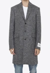Dolce & Gabbana Diagonal Weave Single-breasted Wool Coat In Gray