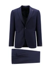 Tagliatore Virgin Wool Suit With Removable Iconic Brooch In Blue