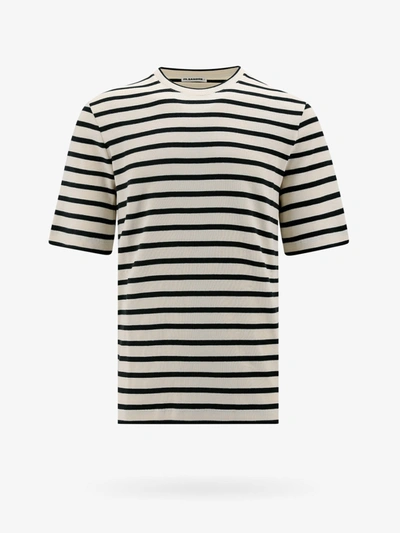 Jil Sander Stripe-print Short-sleeved T-shirt In Beige