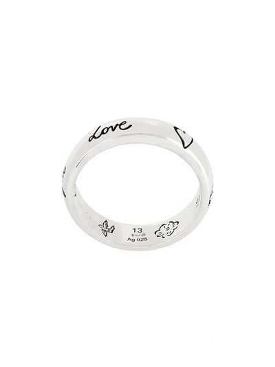 Gucci 银色“blind For Love”戒指 In Black,silver Tone