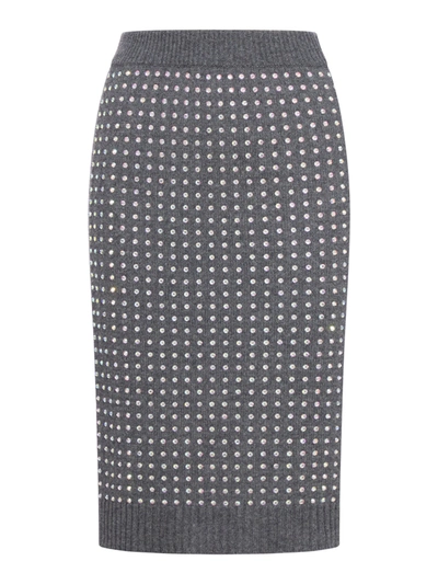 Sportmax High Waist Embellished Skirt In Grey